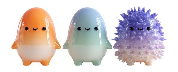 Cute Colorful Characters with Happy Expressions and Playful Designs