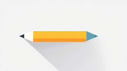 Yellow Pencil with Flat Design, and White Background.