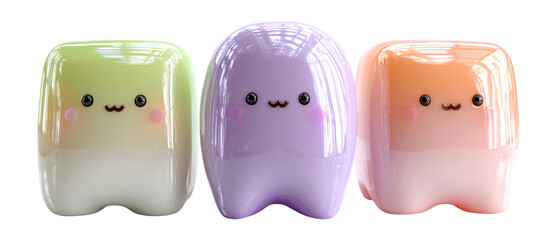 Cute Cartoon-Style Characters in Pastel Colors for Playful Designs