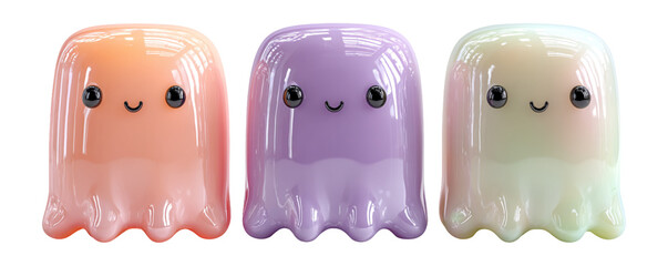 Cute Colorful Jelly Characters With Smiling Faces and Glossy Finish