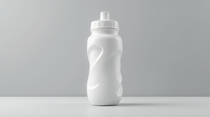 White Plastic Water Bottle Mockup on White Background.