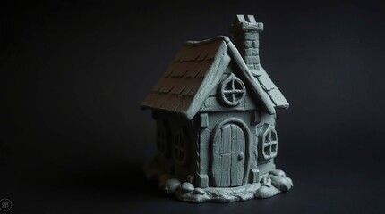 Miniature Gray House Model.