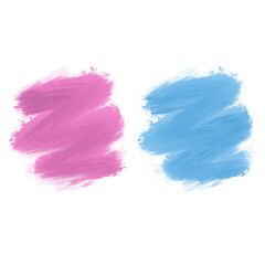 Pink and Blue Brush Strokes on PNG Transparent Background