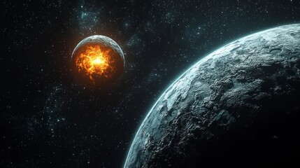 Celestial collision fiery planet explodes near icy world