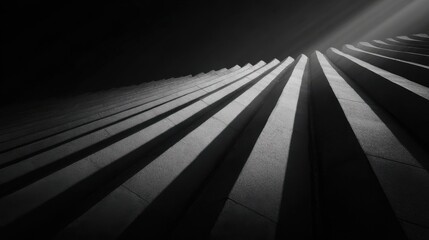 Abstract design of architectural patterns with dramatic light and shadow highlighting textured concrete surfaces
