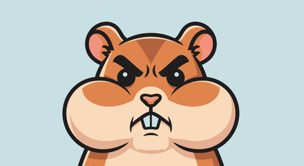 Obraz premium Angry Hamster Cartoon Character with Gritted Teeth and Puffed Cheeks for Children's Illustration and Educational Resources Featuring Wildlife