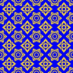Thai Ornament: A vibrant Thai-style pattern featuring intricate floral elements in a vivid display of culture.