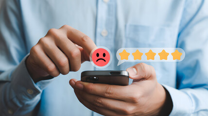Customer unhappy with service, leaves negative star rating on phone