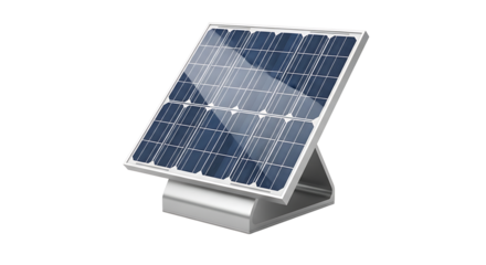A close up of a solar panel with a metal stand on a plain surface with a slight shadow effect below it