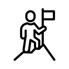 Goal Achievement Line Icon of Leadership and Management Set