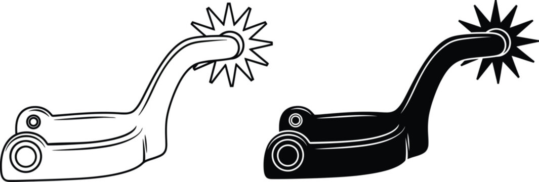 Cowboy boot spurs vector illustration clip art