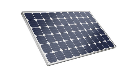 A single solar panel with a silver frame and dark cells angled on a plain surface casting a shadow