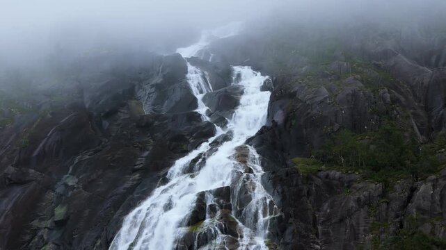 Langfoss Waterfall in &Aring;krafjord - Norway