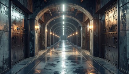 Long corridor with arched ceilings