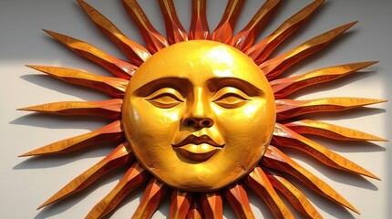 Golden Sun Face Carving.