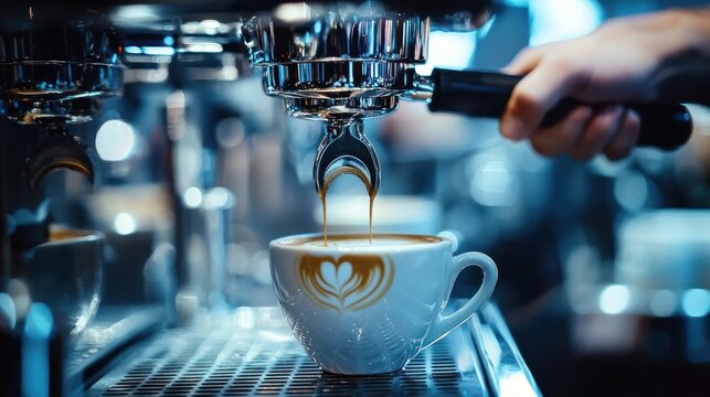 Barista making coffee