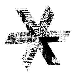 Vector Distressed letter X typographic with grunge texture.