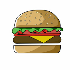 fast food illustration of Cheeseburger