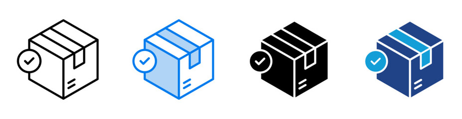 Box icon set multiple style collection