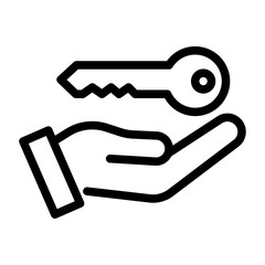 Bike Key Handover Line Icon of Bike Sharing and Rentals Icon Set