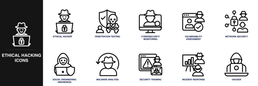 Ethical Hacking Line Icon Set