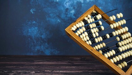 Wooden abacus on dark backdrop