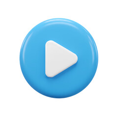 Play Button Icon on Blue Circle with White Arrow Shape