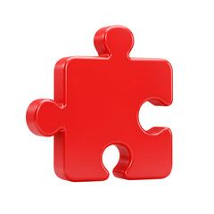 Single Red Puzzle Piece Represents Completion on Black Background