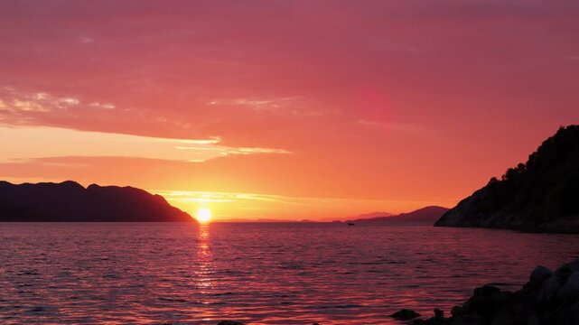 Setting summer sun over Norway