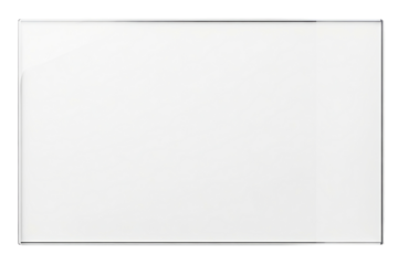 Blank white magnetic dry-erase board with a thin silver frame isolated on a transparent background