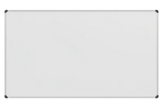 Blank magnetic whiteboard with metal frame for office or school isolated on a transparent background