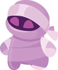 Cute purple ninja character with bright pink eyes, showcasing a playful design.