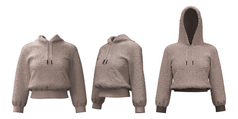 Realistic dense fleece hoodie designed with 3D fashion software © puruan