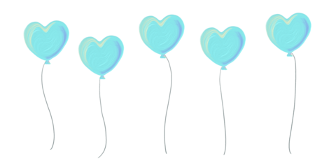水色のハートの風船