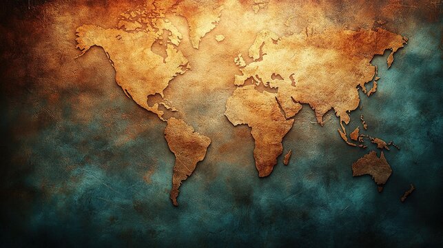 Vintage pirate map background—distressed textures, old-world feel; soft blurred pastel colors evoke timelessness, classic fantasy tale landscape atmosphere; elegant & simple