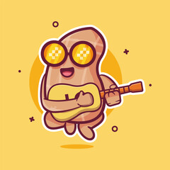 kawaii peanut character mascot playing guitar isolated cartoon