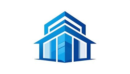 Abstract blue house logo, modern design