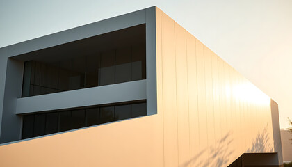 Modern Architecture Facade in Sunrise Light