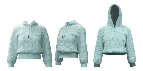 Dense fleece hoodie in soft blue for casual and cozy wear © puruan