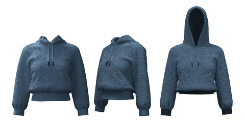 Realistic 3D dense fleece hoodie design showcasing modern comfort © puruan