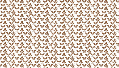 Brown stylized plant sprouts with leaves pattern on a white background leaf