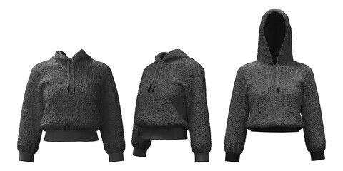 Realistic dense fleece hoodie showcasing modern casual wear design © puruan