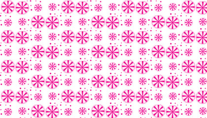 Pink Geometric Starbursts and Dots Pattern on White Background abstract repeating