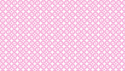 Pink Outline Flower Pattern on White Background seamless texture