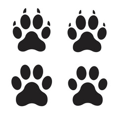 Paw print animal footprint vector icon set isolated