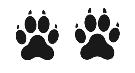 Paw print animal footprint vector icon set isolated