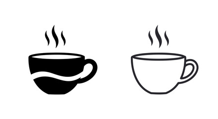 Obraz premium Coffee cup icon vector set black and outline style