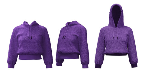 Dense fleece hoodie in vibrant purple for casual and outdoor wear © puruan