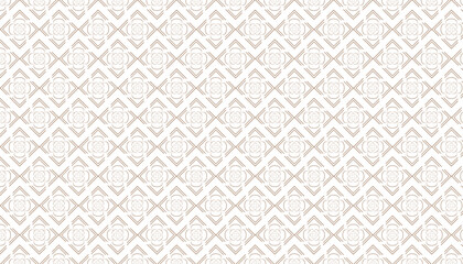 Repeating brown geometric floral pattern with diamond shapes and lines seamless background