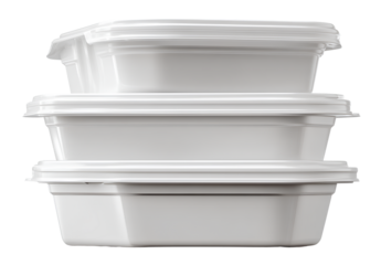  white polystyrene lunch boxes, stack of white polystyrene forms, transparent background, png format, front viewv.png